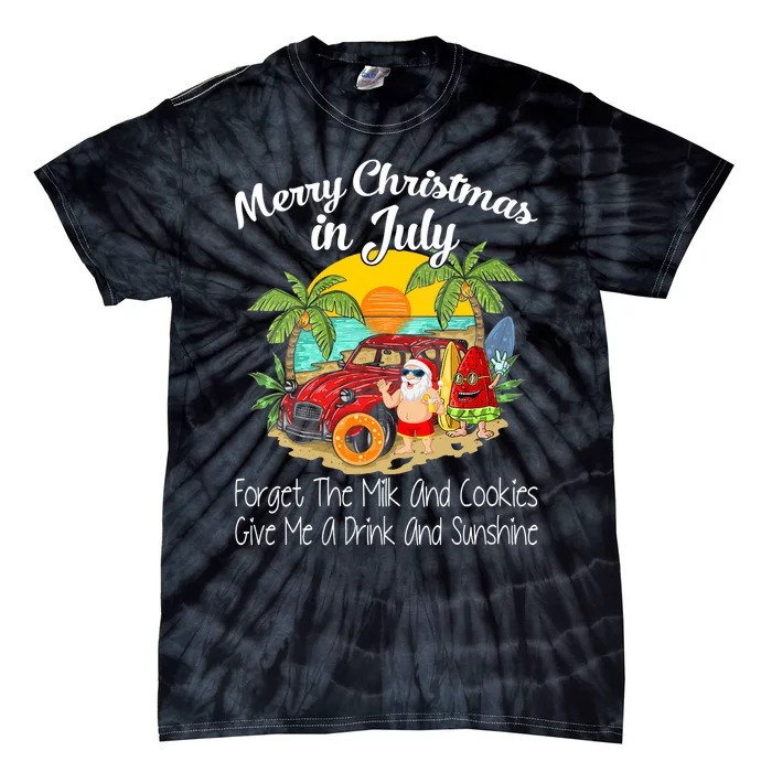 Christmas In July Pool Party Santa Vacation Tie-Dye T-Shirt