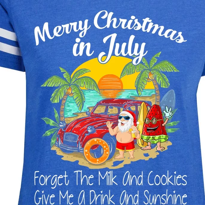 Christmas In July Pool Party Santa Vacation Enza Ladies Jersey Football T-Shirt