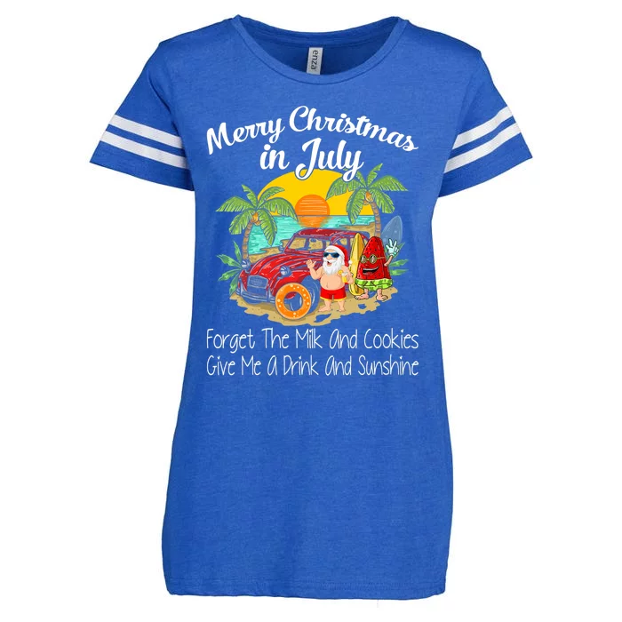 Christmas In July Pool Party Santa Vacation Enza Ladies Jersey Football T-Shirt