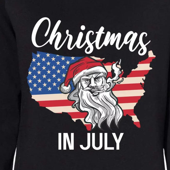 Christmas In July Santa 4th Of July American Flag Patriotici Gift Womens California Wash Sweatshirt