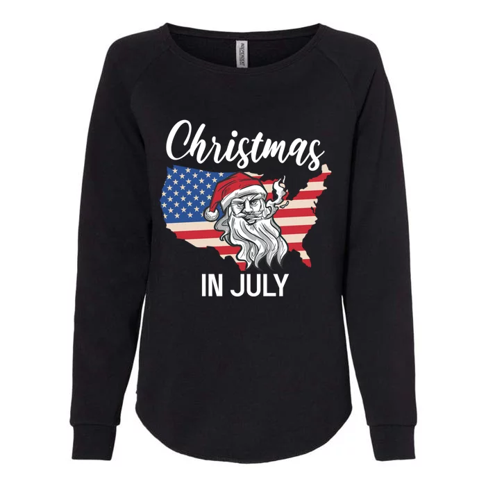 Christmas In July Santa 4th Of July American Flag Patriotici Gift Womens California Wash Sweatshirt