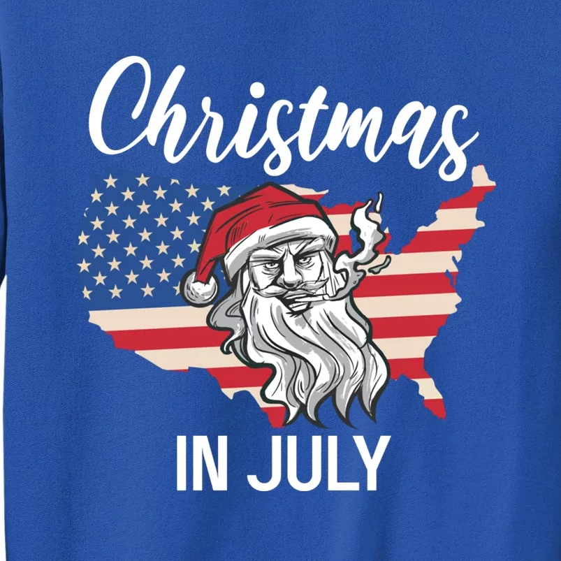 Christmas In July Santa 4th Of July American Flag Patriotici Gift Sweatshirt