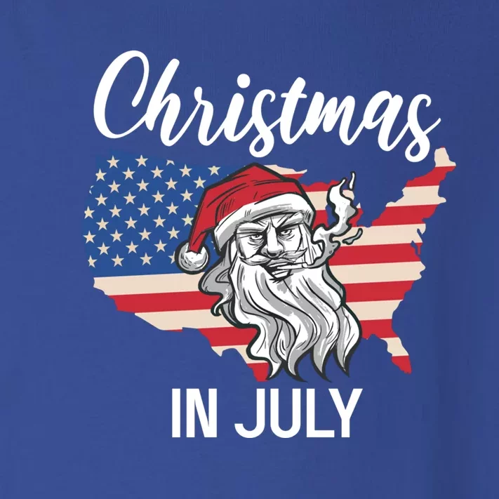 Christmas In July Santa 4th Of July American Flag Patriotici Gift Toddler Long Sleeve Shirt