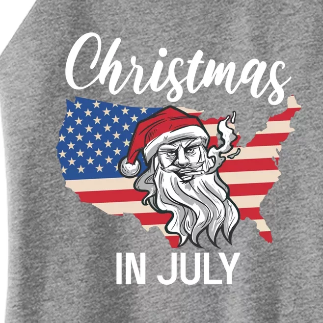 Christmas In July Santa 4th Of July American Flag Patriotici Gift Women’s Perfect Tri Rocker Tank