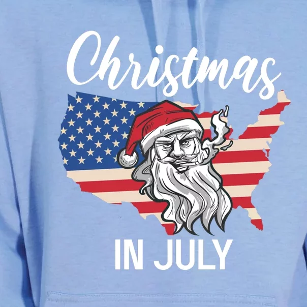 Christmas In July Santa 4th Of July American Flag Patriotici Gift Unisex Surf Hoodie