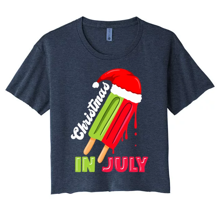 christmas in july watermelon ice pops, fun christmas in july Women's Crop Top Tee