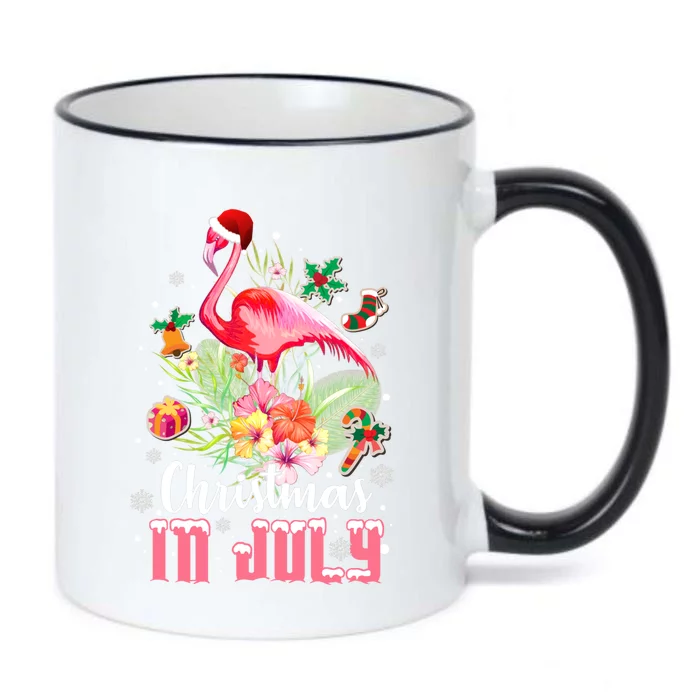 Christmas In July Cool Gift Pink Flamingo Gift Black Color Changing Mug