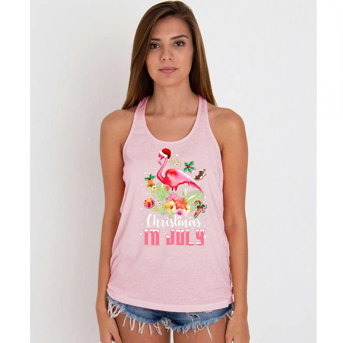 Christmas In July Cool Gift Pink Flamingo Gift Women's Knotted Racerback Tank