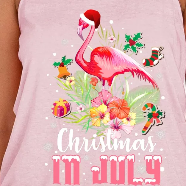 Christmas In July Cool Gift Pink Flamingo Gift Women's Knotted Racerback Tank