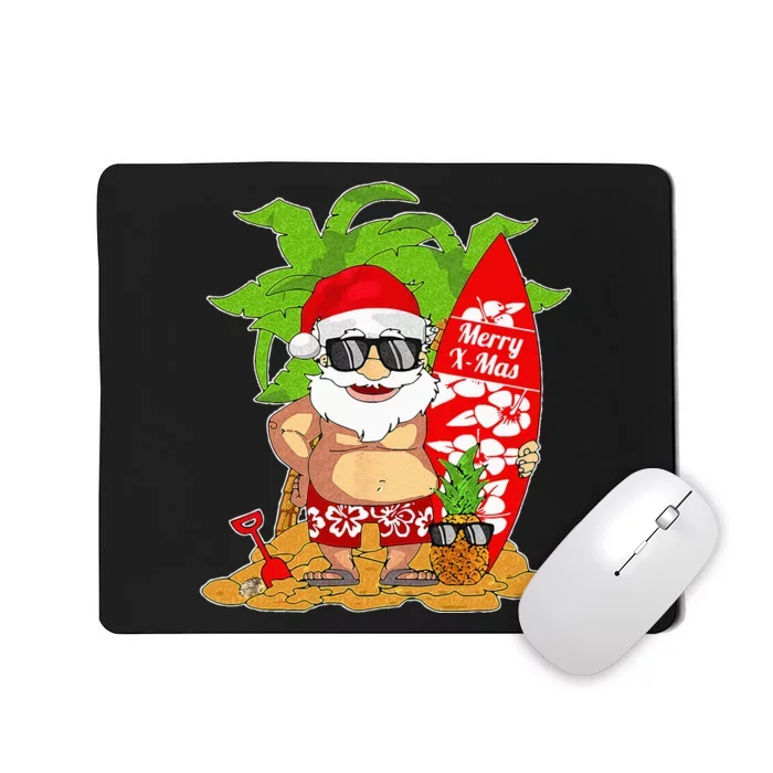 Christmas In July Santa Surfing Hawaiian Party Mousepad