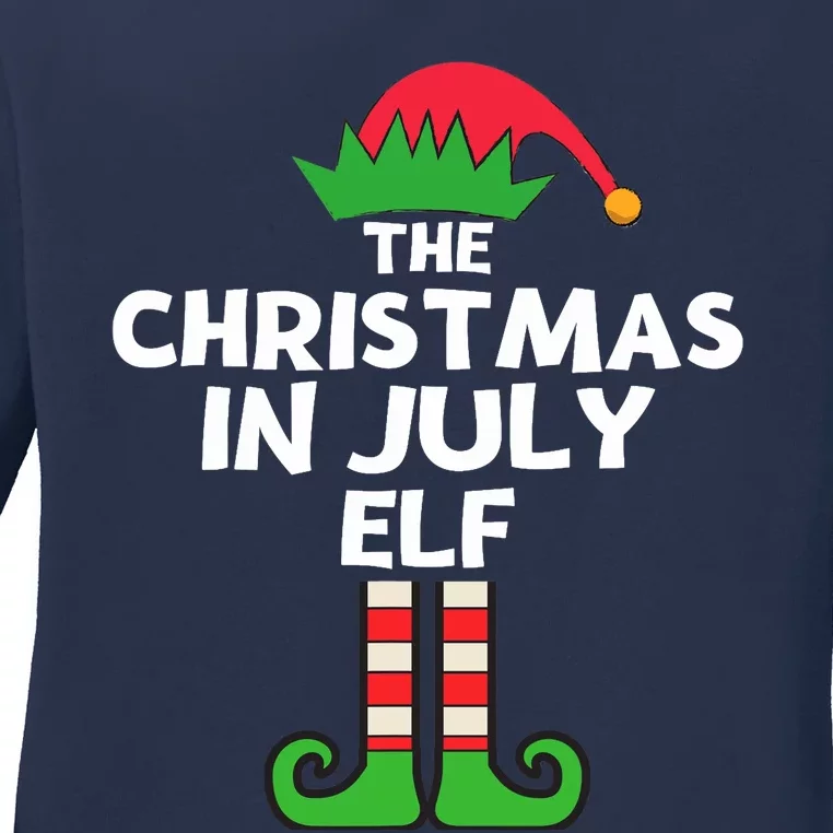 Christmas In July Elf Summer Beach Vacation Party Pajama Ladies Long Sleeve Shirt