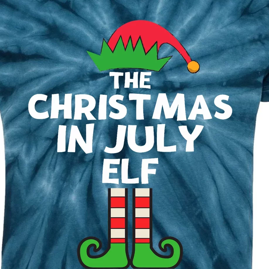 Christmas In July Elf Summer Beach Vacation Party Pajama Kids Tie-Dye T-Shirt