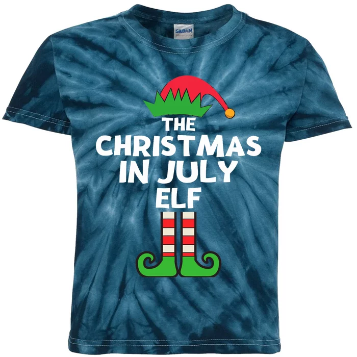 Christmas In July Elf Summer Beach Vacation Party Pajama Kids Tie-Dye T-Shirt