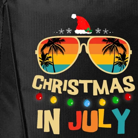 Christmas In July Santa Hat Sunglasses Summer Vacation City Backpack