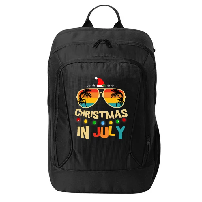 Christmas In July Santa Hat Sunglasses Summer Vacation City Backpack