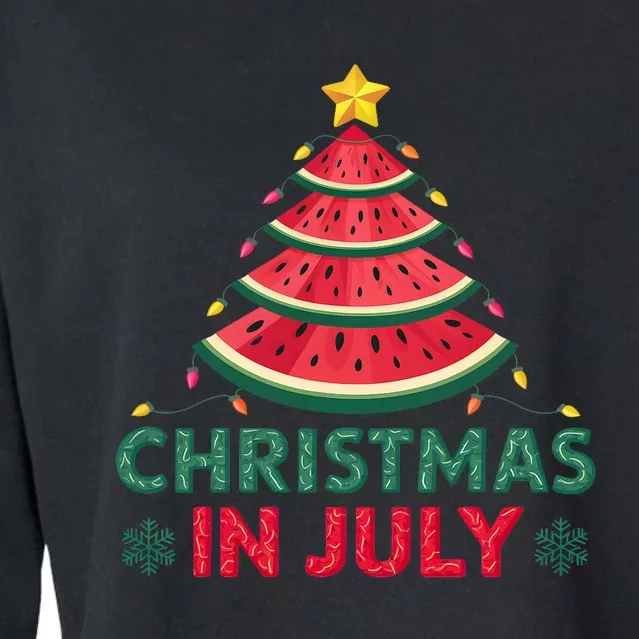 Christmas In July Watermelon Tree Summer Cropped Pullover Crew