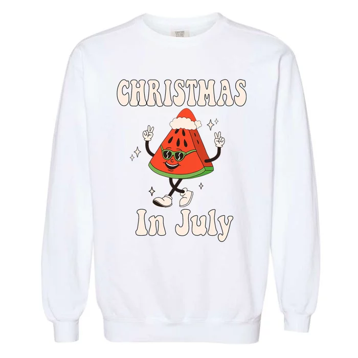 Christmas In July Retro Watermelon Garment-Dyed Sweatshirt