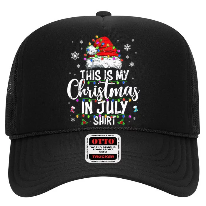 Christmas In July Santa Hat Summer Beach Vacation Xmas High Crown Mesh Trucker Hat