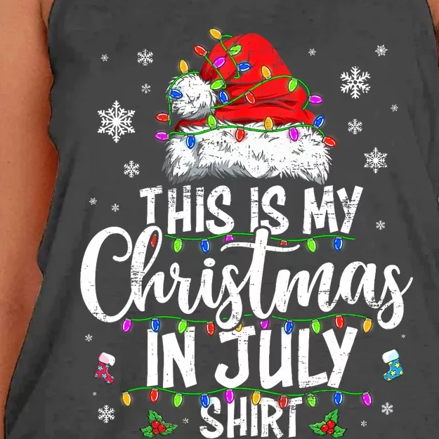 Christmas In July Santa Hat Summer Beach Vacation Xmas Women's Knotted Racerback Tank