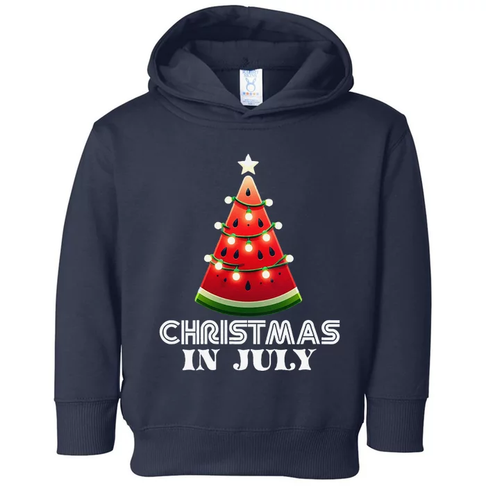 Christmas In July Watermelon Xmas Light Summer Toddler Hoodie