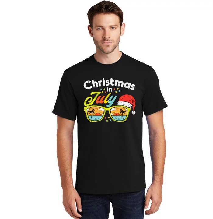 Christmas In July Sunglasses Santa Beach Summer Summer Xmas Tall T-Shirt