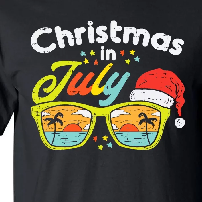 Christmas In July Sunglasses Santa Beach Summer Summer Xmas Tall T-Shirt