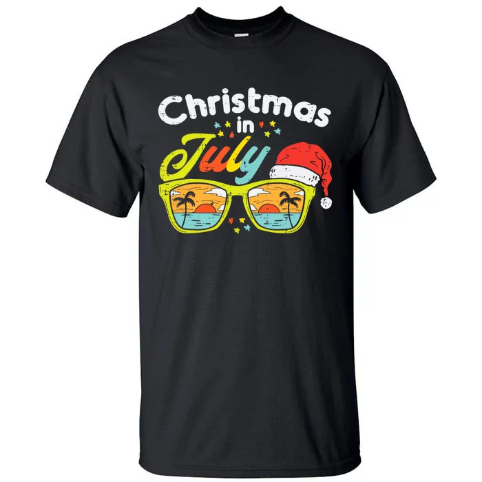 Christmas In July Sunglasses Santa Beach Summer Summer Xmas Tall T-Shirt