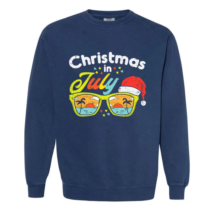 Christmas In July Sunglasses Santa Beach Summer Summer Xmas Garment-Dyed Sweatshirt