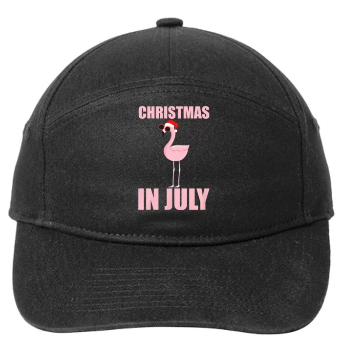 Christmas In July | Funny Flamingo In Santa Hat 7-Panel Snapback Hat