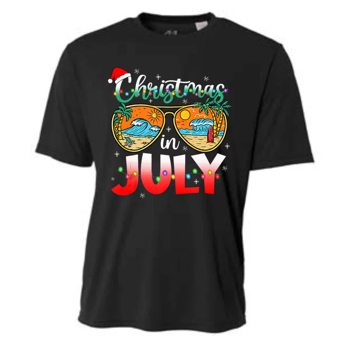 Christmas In July Summer Vacation Beach Sunglasses Funny Cooling Performance Crew T-Shirt