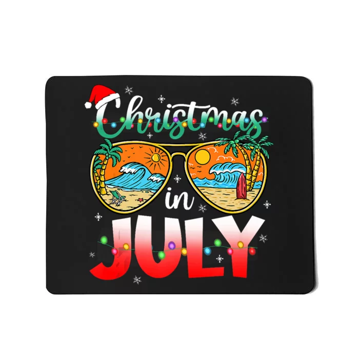 Christmas In July Summer Vacation Beach Sunglasses Funny Mousepad