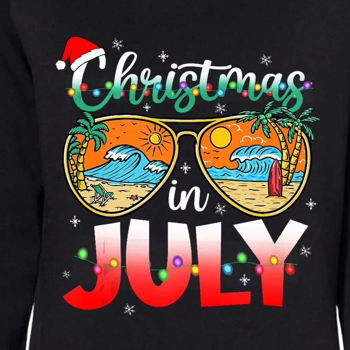 Christmas In July Summer Vacation Beach Sunglasses Funny Womens California Wash Sweatshirt