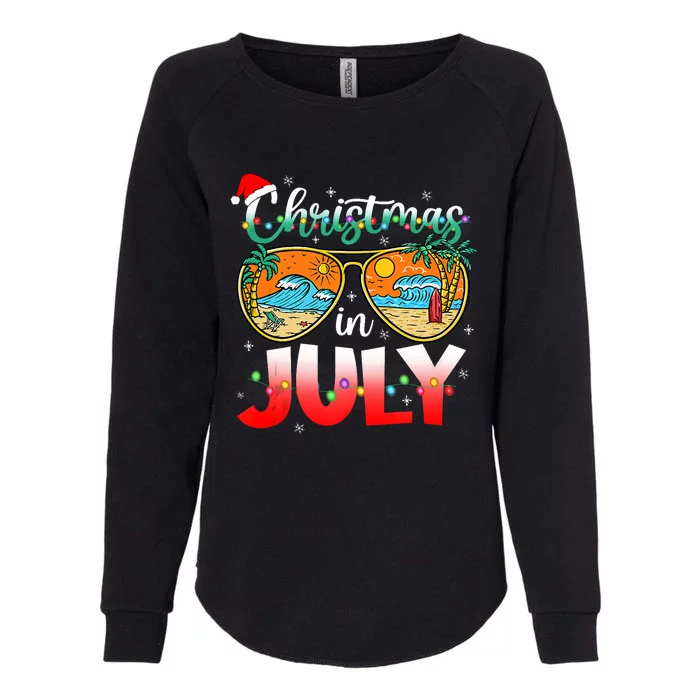 Christmas In July Summer Vacation Beach Sunglasses Funny Womens California Wash Sweatshirt