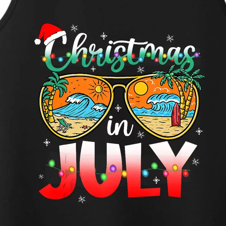 Christmas In July Summer Vacation Beach Sunglasses Funny Performance Tank