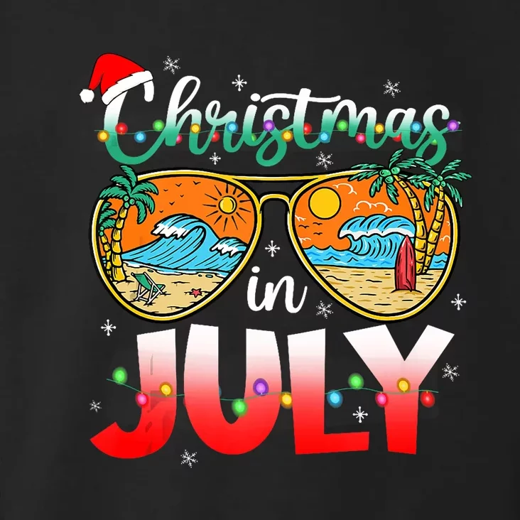 Christmas In July Summer Vacation Beach Sunglasses Funny Toddler Hoodie