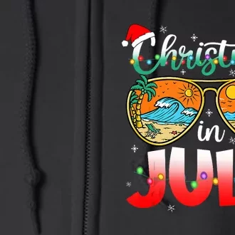 Christmas In July Summer Vacation Beach Sunglasses Funny Full Zip Hoodie