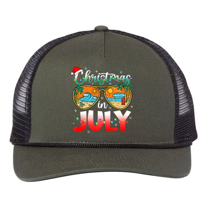 Christmas In July Summer Vacation Beach Sunglasses Funny Retro Rope Trucker Hat Cap