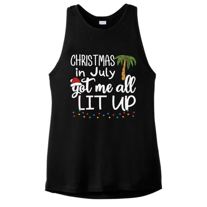 CHRISTMAS IN JULY Summer Xmas Decoration Men Women Kids Ladies Tri-Blend Wicking Tank