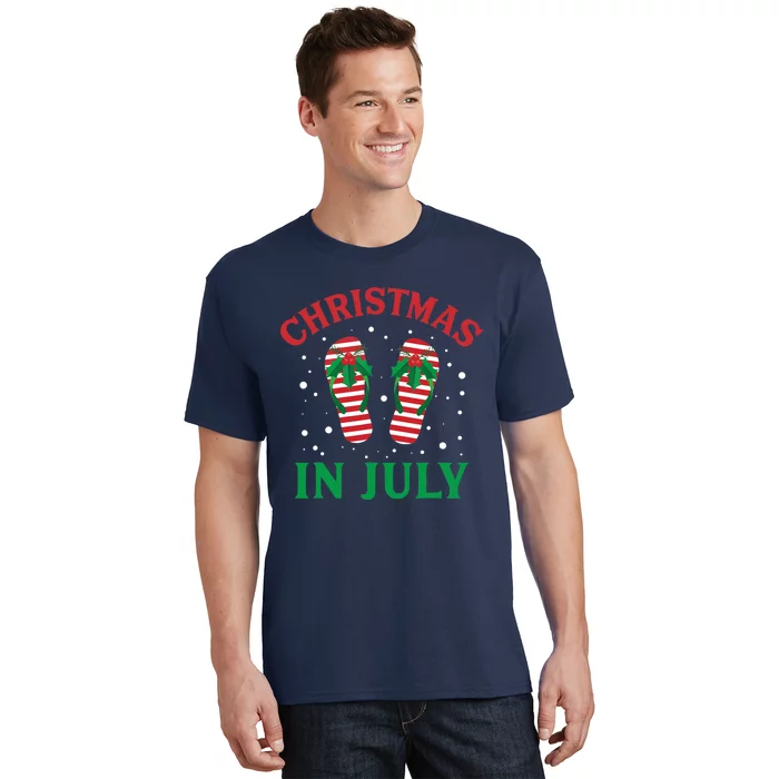 Christmas in July Flip Flops Funny Beach Summer T-Shirt