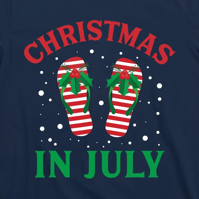 Christmas in July Flip Flops Funny Beach Summer T-Shirt