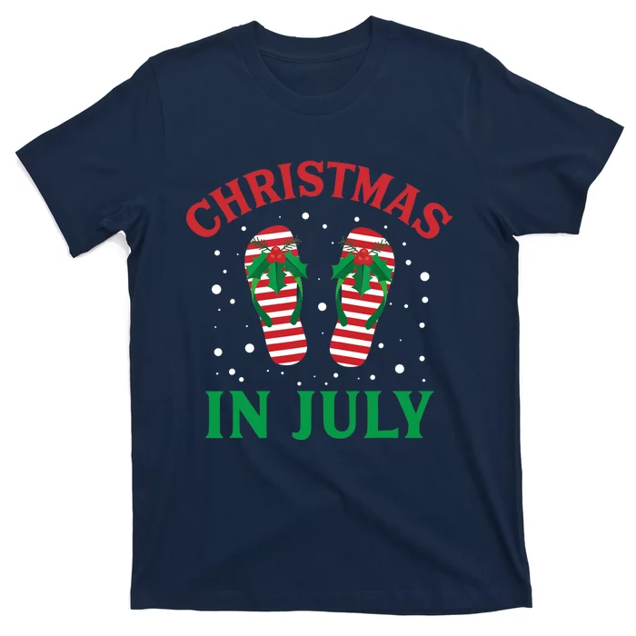 Christmas in July Flip Flops Funny Beach Summer T-Shirt