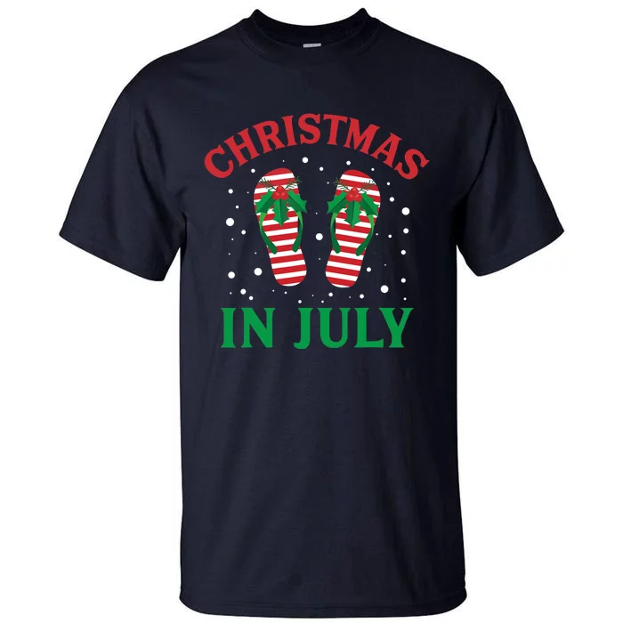 Christmas in July Flip Flops Funny Beach Summer Tall T-Shirt