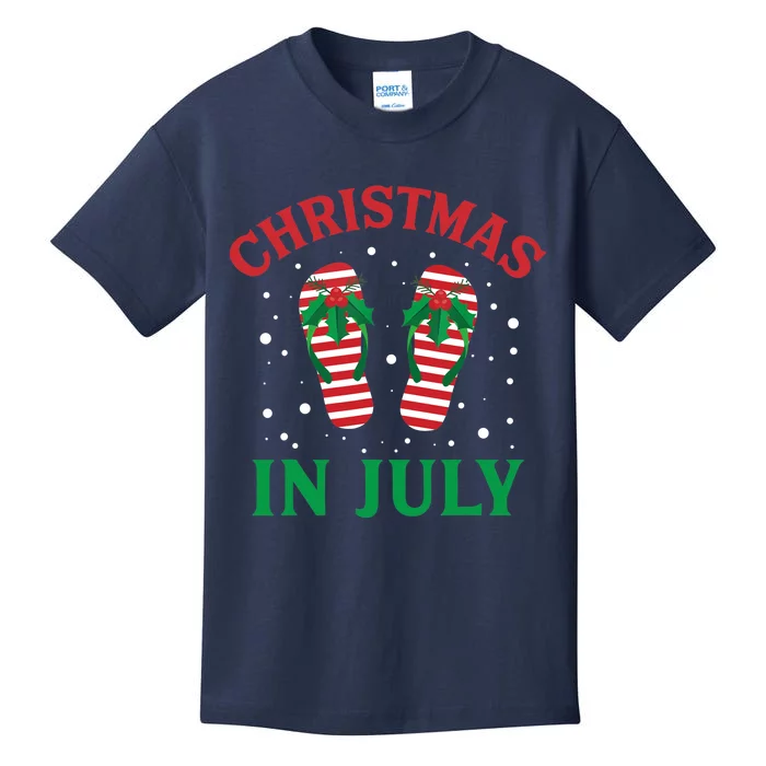 Christmas in July Flip Flops Funny Beach Summer Kids T-Shirt