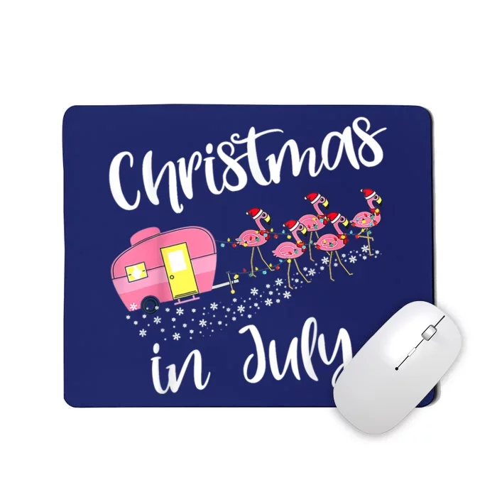 Christmas In July Flamingo Pink Funny Camping Mousepad