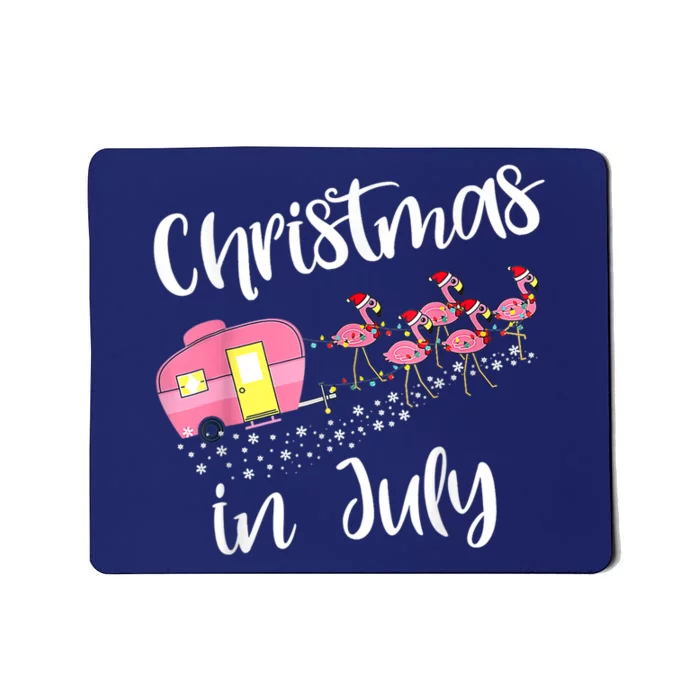 Christmas In July Flamingo Pink Funny Camping Mousepad