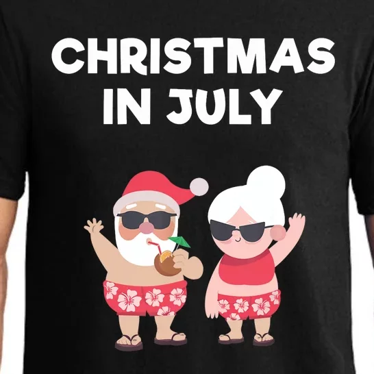 Christmas In July Funny Mr and Mrs Santa Claus Beach Pajama Set