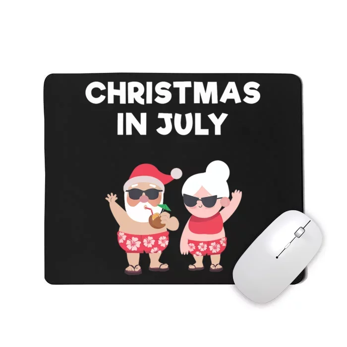 Christmas In July Funny Mr and Mrs Santa Claus Beach Mousepad