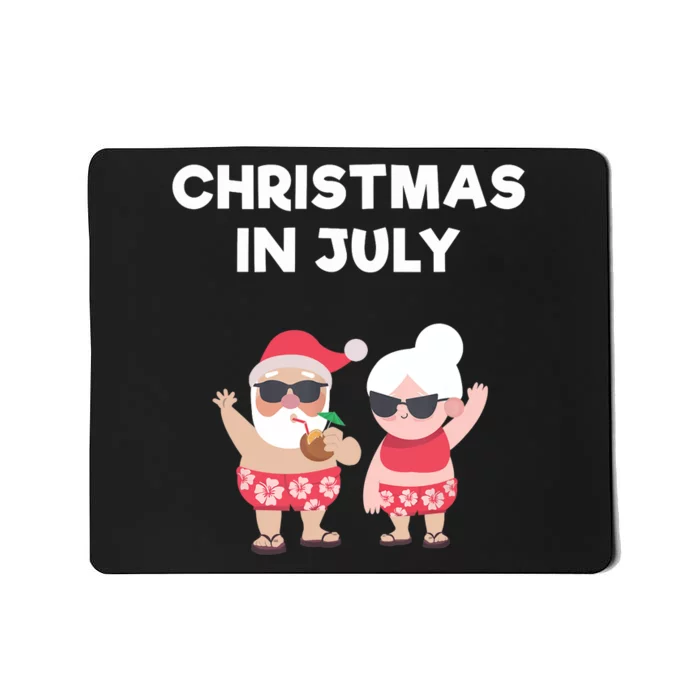 Christmas In July Funny Mr and Mrs Santa Claus Beach Mousepad