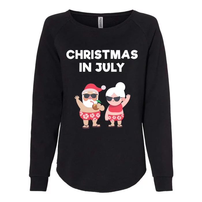 Christmas In July Funny Mr and Mrs Santa Claus Beach Womens California Wash Sweatshirt