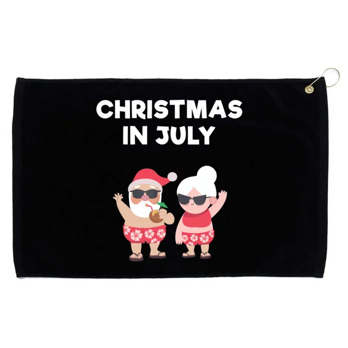 Christmas In July Funny Mr and Mrs Santa Claus Beach Grommeted Golf Towel